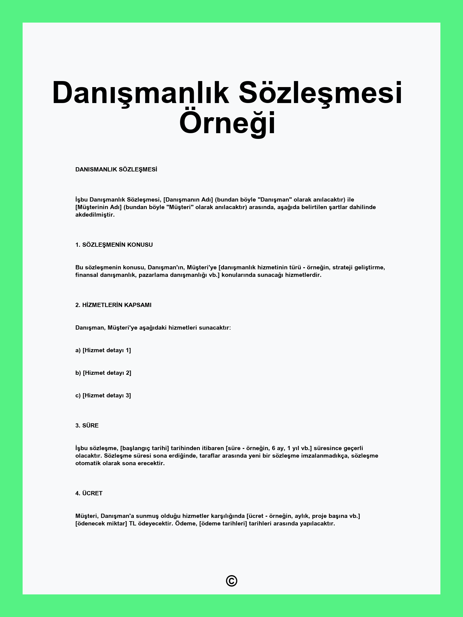 Danışmanlık Sözleşmesi Örneği