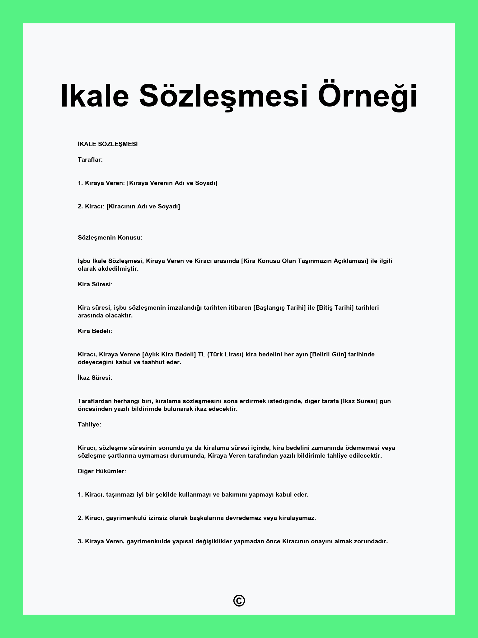 Ikale Sözleşmesi Örneği